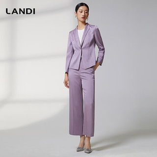 蓝地（LANDI）蓝地紫罗兰直筒高腰阔腿西装裤女缎面长款 紫罗兰 S