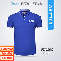 蓝之旺 工作服印字印logo工衣订制男女短袖polo文化衫班服t恤定做 商务款彩兰色 L