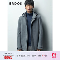 ERDOS 商务休闲纯色派克服通勤风连帽外套加厚保暖男毛呢大衣 清水灰 170/92A/M
