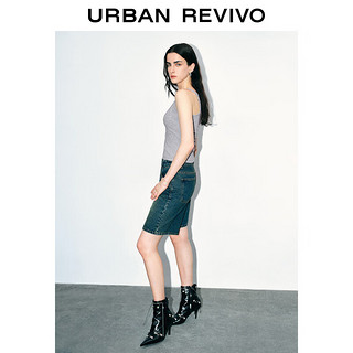 URBAN REVIVO 女士简约纯色修身舒适弹力吊带背心 UWJ440066 浅灰 L