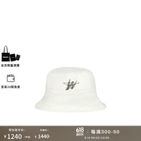 WE11DONE中性WD字母logo印花白色休闲时尚褪色效果平顶渔夫帽 白色 OS