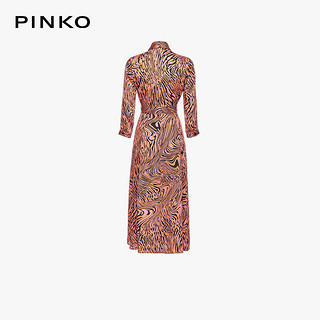 PINKO 2024春夏条纹油画印花收腰连衣裙102834A1KD