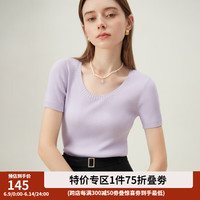 范思蓝恩圆领t恤女2024新款夏季韩系气质针织上衣24FS12067