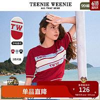 Teenie Weenie小熊圆领套头针织衫薄款短袖毛衣外穿上衣女夏季