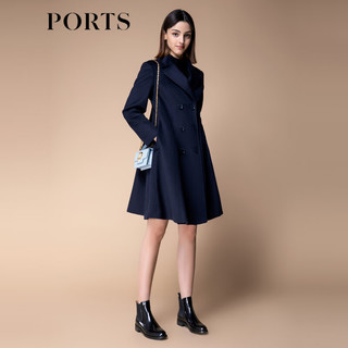 PORTS宝姿秋冬女装优雅气质长袖中长款大衣SM9C002ZWF024 晚安蓝 8