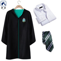 携鱼哈利波特的魔法袍学院服校服cos巫师赫敏拉文克劳风衣 斯莱特林3件套(风袍衬衣领带) L码【身高170-175】
