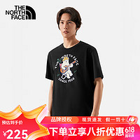 THE NORTH FACE 北面 24年春夏新款女男同款纯棉后背卡通小熊图形圆领短袖T恤