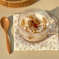 皇家洛克（ROYALLOCKE）ins风早餐碗家用太阳花玻璃杯酸奶碗带把手冰淇淋麦片甜品点心碗 一个 300ml