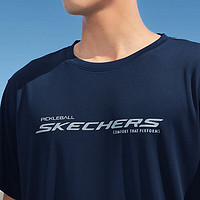 SKECHERS 斯凯奇 T恤男2024夏季新款速干跑步运动短袖针织休闲黑色健身冰丝短袖