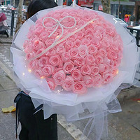 冉子花坊 情人节鲜花速递同城配送19红玫瑰礼盒花束送女友生日礼物表白求婚 99朵粉玫瑰-珍珠