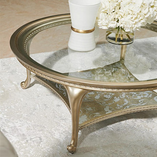 美克·美家拉罗榭尔浪漫法式咖啡桌时尚轻奢玻璃茶几现代简约 咖啡桌