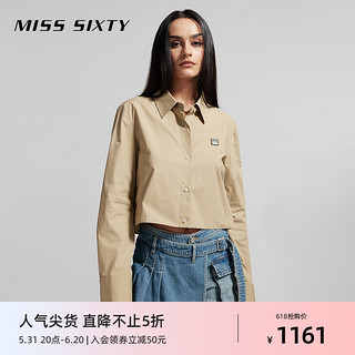 MISS SIXTY2024夏季衬衫女长袖短款百搭休闲风高街通勤单排扣 卡其 S