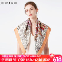玛丽亚.古琦(玛丽亚古琦 MARJA KURKI)真丝丝巾女士大方巾 长辈高档桑蚕丝长巾丝绸礼盒装 美人蕉 橙红色