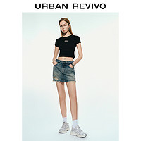 URBAN REVIVO UR 2024夏季新款女装潮流休闲酷飒立体装饰短袖T恤UWV440218