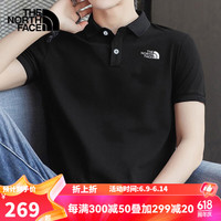 北面（The North Face）T恤男上装春夏柔软舒适户外休闲半袖翻领短袖POLO衫 JK3/黑色/店长/ M/170