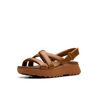Clarks 其乐 纤动系列 女士镂空交叉绑带厚底缓震罗马凉鞋 2618035 浅棕色 35.5