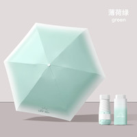 iChoice扁五折太阳伞女晴雨两用迷你遮阳雨伞防晒防紫外线胶囊伞折叠 扁五折渐变-薄荷绿