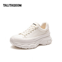 Talitaqoom ALITAQOOM小白鞋女2024春季新款厚底运动显高阔形板鞋系带休闲鞋