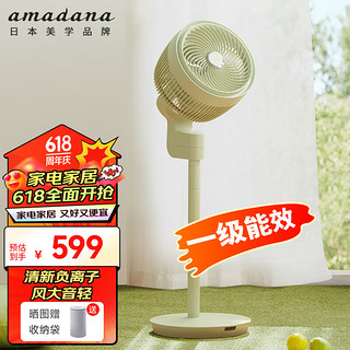 amadana日本空气循环扇电风扇家用3D/4D落地扇非静音电扇直流变频风扇涡轮对流遥控大风量换气扇 C5苹果绿（负离子清新，带香薰盒）
