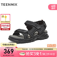 TEENMIX 天美意 美意凉鞋男时尚百搭日常外穿沙滩鞋2024夏65Q04BL4 黑色 40