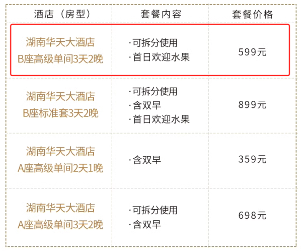 近五一商圈!老牌五星,暑假不加价!长沙湖南华天大酒店 高级房2晚(可拆分)可选含早套餐
