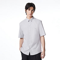 杰克·琼斯（JACK&JONES）春夏男上衣易打理商务零压衬衫刺绣通勤免烫半袖纯色衬衣男装 C42 岩灰色 常规 C42 岩灰色 165/88A/XS