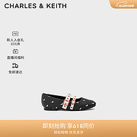 CHARLES & KEITH CHARLES&KEITHCK9-70900045儿童双绊带平底玛丽珍鞋 BLACK TEXTURED黑色纹理 26码