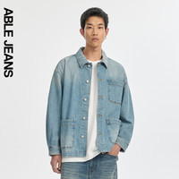 ABLE JEANS 24秋季新款男士复古水洗工装牛仔夹克820068 复古天晴蓝【6月25日前发货】 S