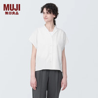 無印良品 MUJI(無印良品 )女式 易干弹力泡泡纱 开领短袖衫 女士衬衫衬衣外套夏季款BC2JPA4