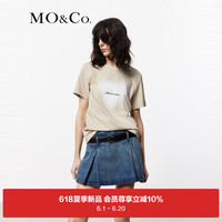 MO&Co.2024夏【抗菌防螨】闪粉印花棉质短袖T恤MBD2TEE037 砂壳色 XS/155