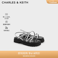 CHARLES&KEITH24夏季新品交叉细带厚底罗马凉鞋女CK1-70381048