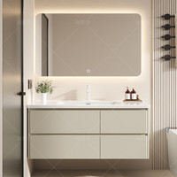 海蒂莎橡木浴室柜洗手盆柜组合陶瓷一体盆智能洗脸盆柜卫生间洗漱台套装 智能方镜款+送抽拉龙头配件 60cm