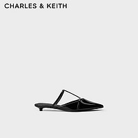 CHARLES&KEITH24夏法式气质尖头平底穆勒拖鞋女CK1-71720071 Black Box黑色 36