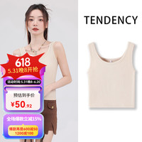 真维斯好看方领背心女上衣显瘦夏季2024内搭无袖黑色外穿美式小吊带 浅卡其-纯色 2XL