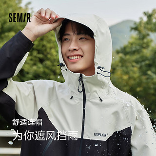 森马（Semir）张新成同款|冲锋衣男户外三防夹克24秋连帽外套夹克上衣 卡黑色调00359 185/104B/XXXL