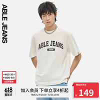 ABLE JEANS 24秋季男士印花LOGO短袖T恤夏季t恤男881253 象牙白【6月17日前】 M