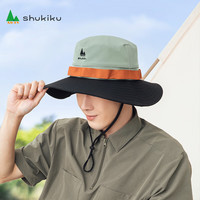 SHUKIKU防晒帽子女夏季防紫外线大帽檐薄款透气户外遮阳渔夫帽 黑绿拼色 均码 55-58cm