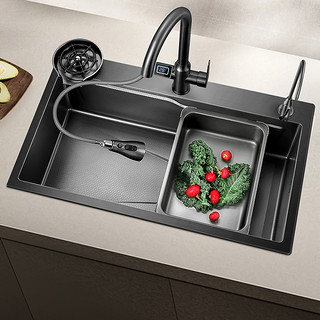 AUX 奥克斯 水槽大单槽304不锈钢洗菜盆厨房家用洗碗盆淘菜盆水池压纹