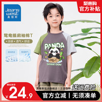 真维斯夏季男童潮流鸳鸯短袖2024年中大童新款儿童薄款T恤上衣