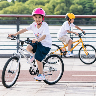 混合路面自行车RIVERSIDE变速钢制车架青少年儿童带脚撑车铃 2021白色20寸