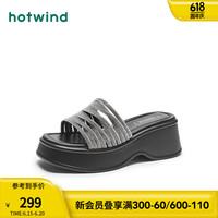 热风 hotwind厚底时装凉鞋银色绑带24年夏季新款女士时尚拖鞋 0