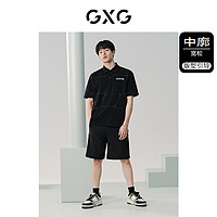 GXG 男装 喷墨设计感polo衫男宽松休闲翻领短袖t恤 2024夏季新品