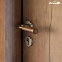 GOO-KI 格奥琦 「拓野」原创设计师款古银色卧室门锁室内黑胡桃木门把手