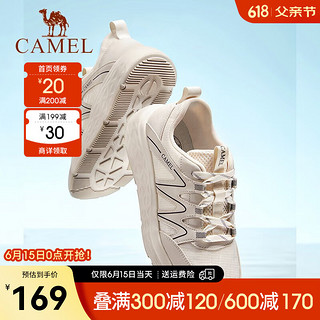 CAMEL 骆驼 新款软弹减震止滑透气厚底时尚运动鞋男 杏色 40