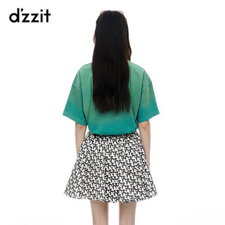 DZZIT地素短袖T恤2024夏季印花设计多巴胺上衣女蓝色 绿色 M