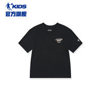 乔丹QIAODAN童装男童短袖t恤2024夏季大童运动冰感上衣 黑色 170cm
