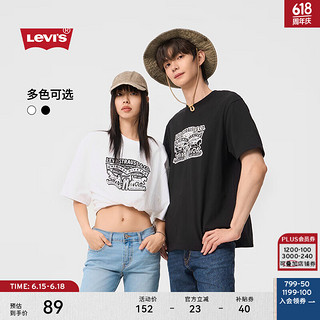 Levi's李维斯24夏季同款短袖T恤双马皮牌印花简约时尚休闲002U1 白色 L