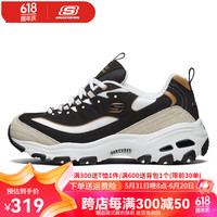 斯凯奇（Skechers）女士老爹鞋复古透气厚底缓震休闲熊猫鞋66666228 黑色/金色 BKGD 36 (230mm)