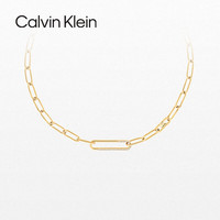 凯文克莱(Calvin Klein)CK项链回形针系列水晶饰品金色项链情人节送女友礼物35000537