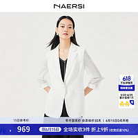 娜尔思（NAERSI）通勤一粒扣七分袖西装领西装女外套2024春季 白色 M